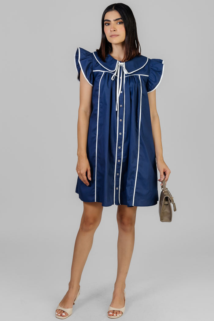 VESTIDO AZUL CON VIVOS