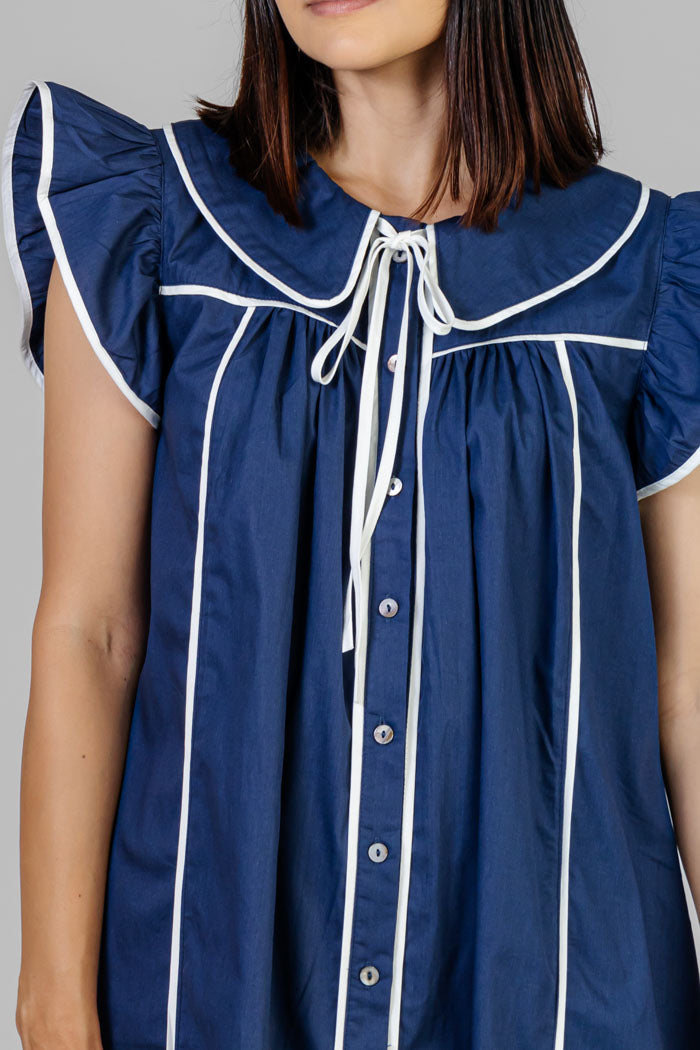 VESTIDO AZUL CON VIVOS