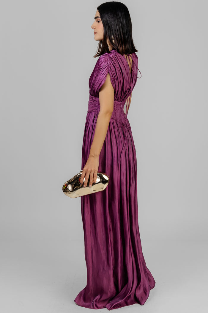 VESTIDO LARGO PLISADO ELEGANTE
