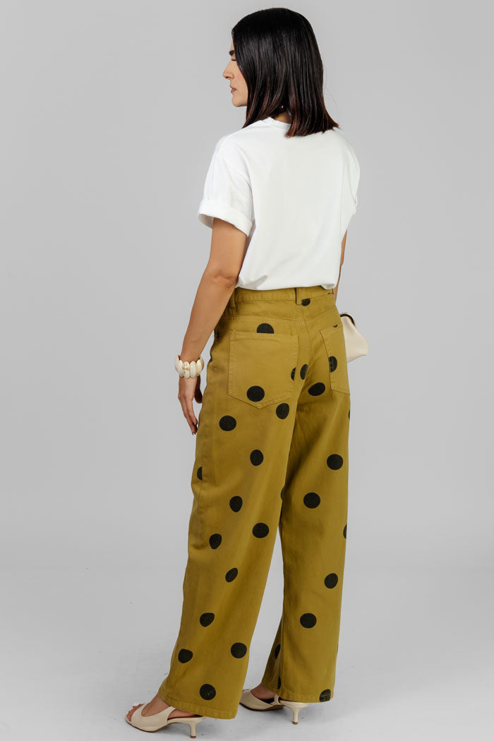 PANTALÓN LUNARES MOSTAZA