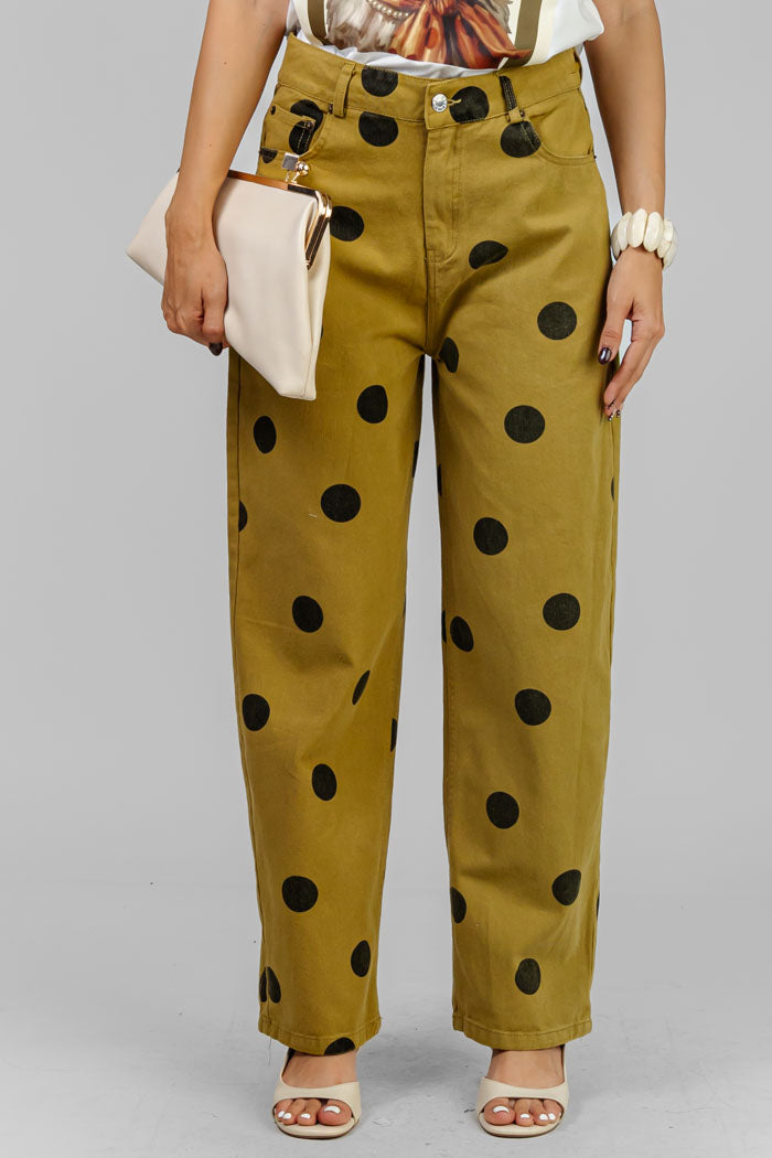 PANTALÓN LUNARES MOSTAZA