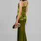VESTIDO LARGO DRAPEADO SATINADO