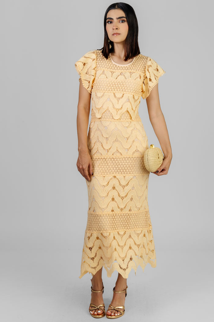 VESTIDO MIDI EN ENCAJE