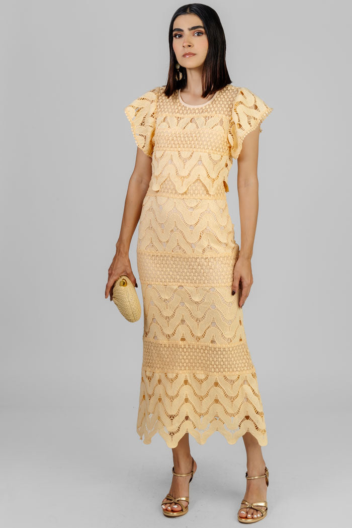 VESTIDO MIDI EN ENCAJE