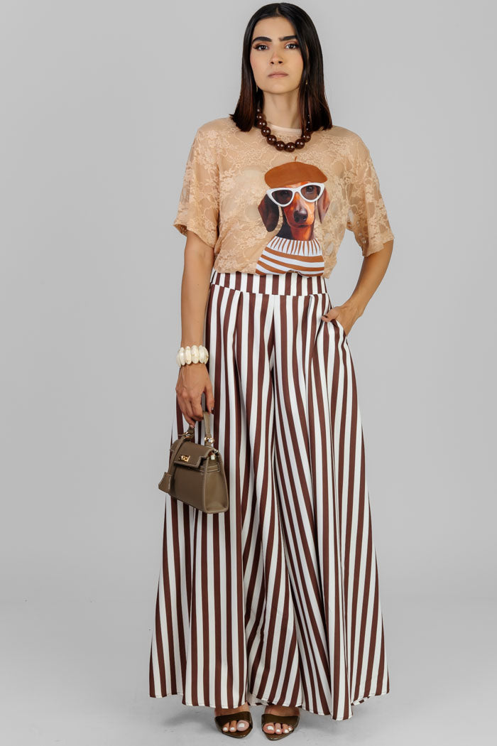 BLUSA ENCAJE ESTAMPADO BEIGE
