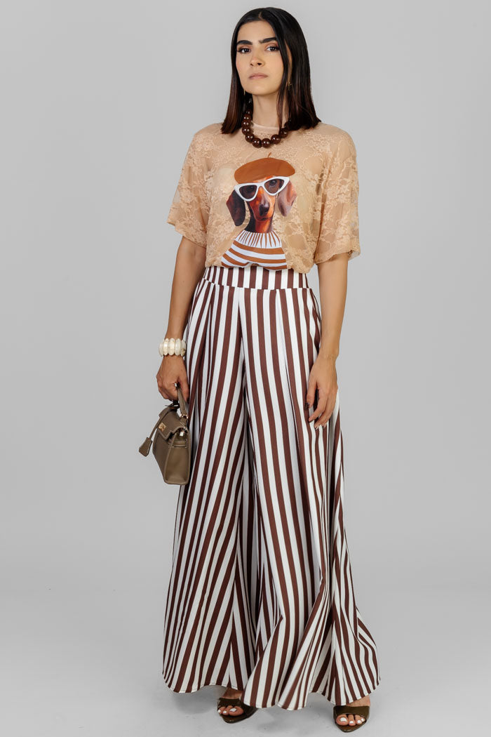 BLUSA ENCAJE ESTAMPADO BEIGE