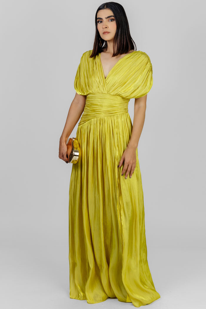 VESTIDO LARGO PLISADO ELEGANTE
