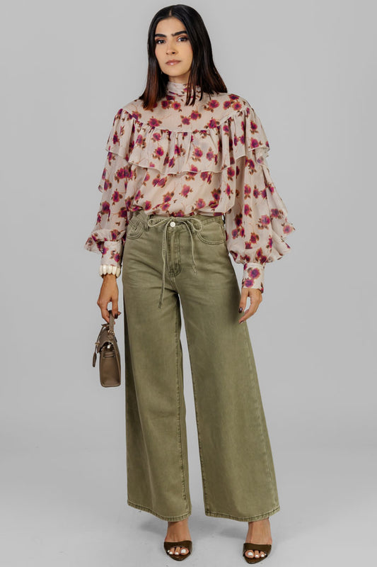 BLUSA ESTAMPADA CON VOLANTES