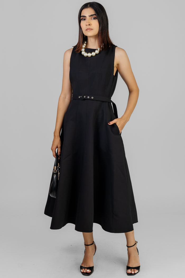 VESTIDO MIDI ELEGANTE NEGRO