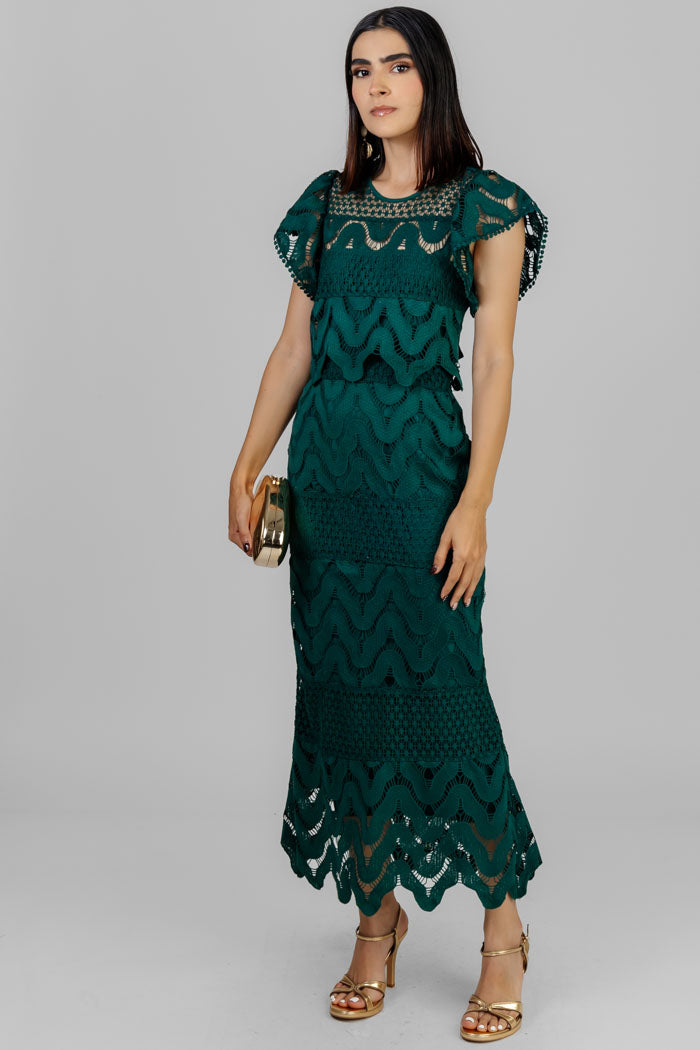 VESTIDO MIDI EN ENCAJE