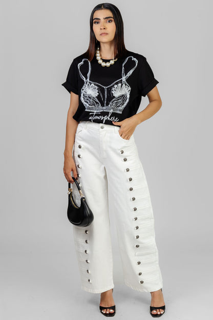 PANTALON BLANCO ESTILO MILITAR