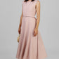 VESTIDO MIDI ROSA CINTURÓN
