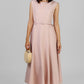 VESTIDO MIDI ROSA CINTURÓN