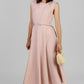 VESTIDO MIDI ROSA CINTURÓN