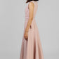 VESTIDO MIDI ROSA CINTURÓN
