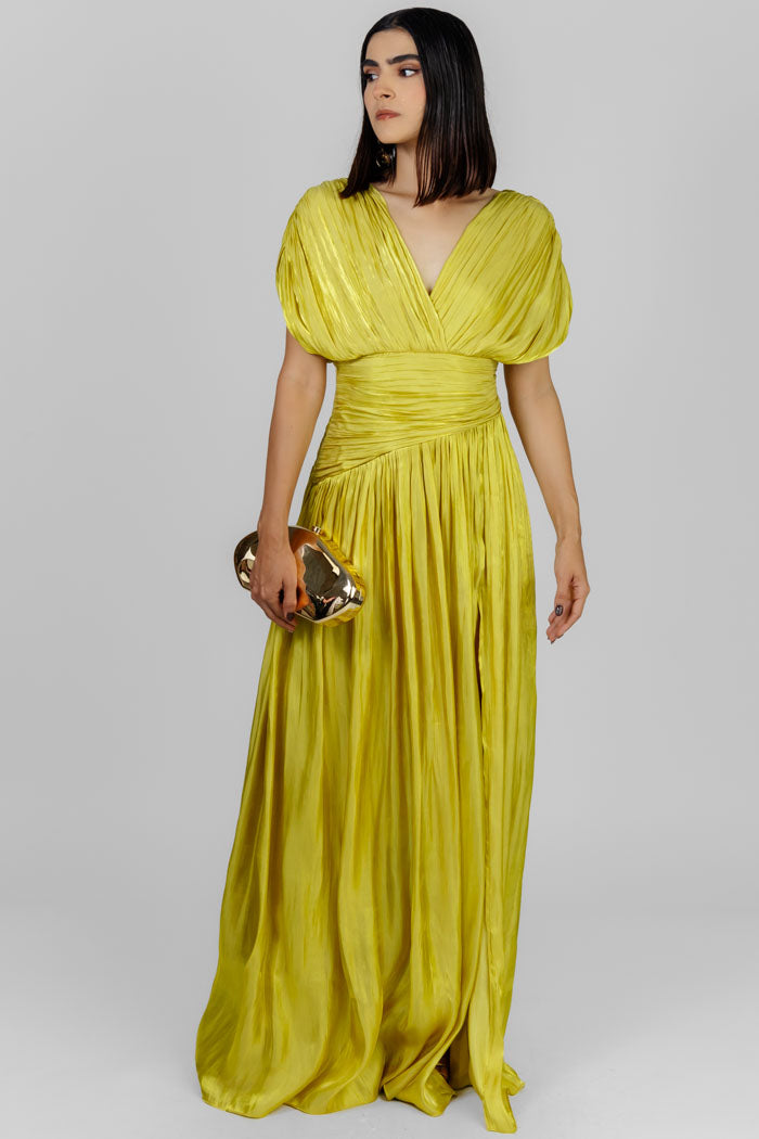 VESTIDO LARGO PLISADO ELEGANTE