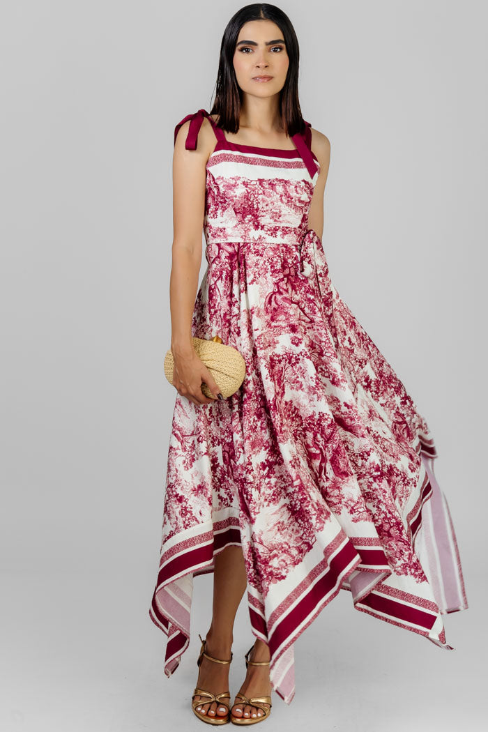 VESTIDO MIDI ESTAMPADO LAZOS