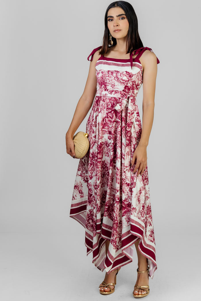 VESTIDO MIDI ESTAMPADO LAZOS
