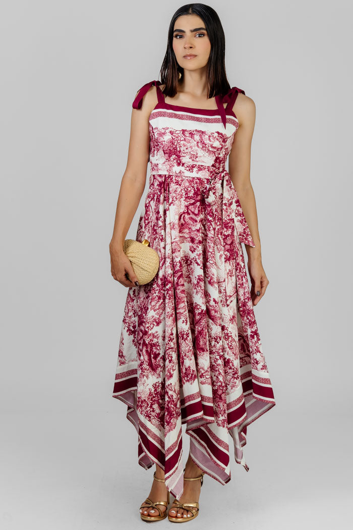 VESTIDO MIDI ESTAMPADO LAZOS