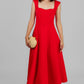 VESTIDO ROJO MIDI ELEGANTE