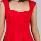 VESTIDO ROJO MIDI ELEGANTE