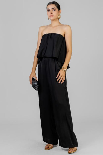PALAZZO STRAPLESS SATINADO