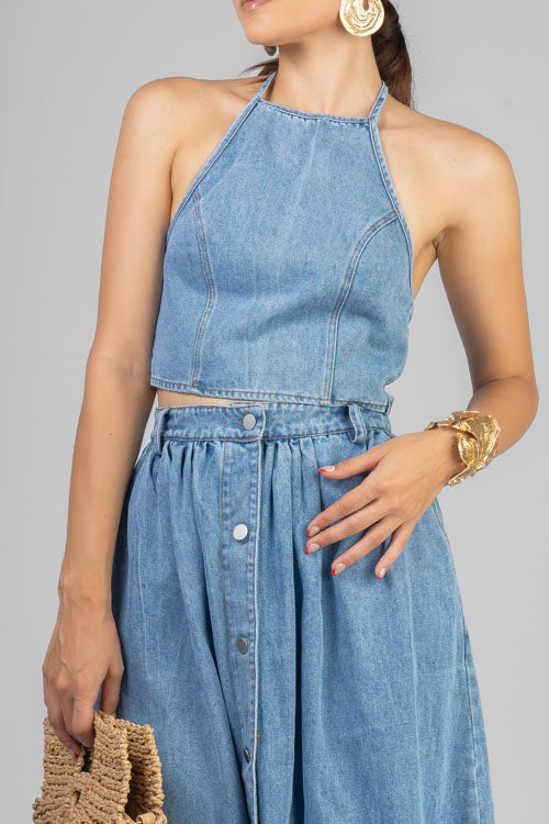 CONJUNTO TOP LAZADA DENIM