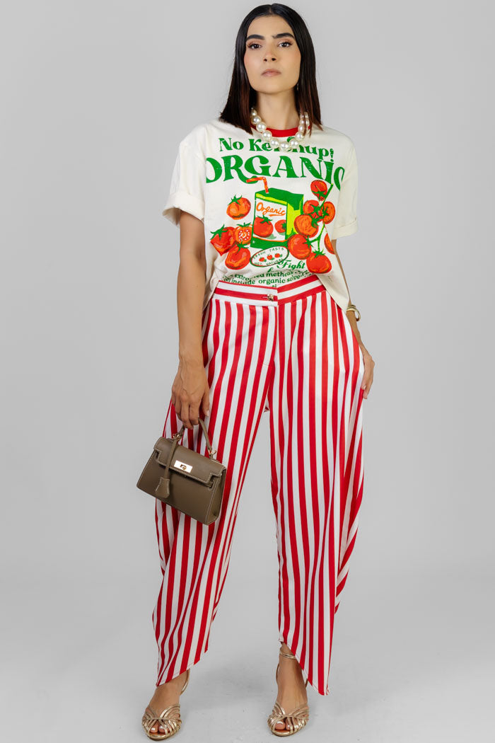 PANTALON RAYADO ASIMETRICO