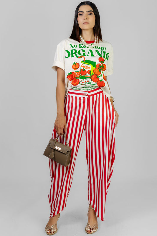 PANTALON RAYADO ASIMETRICO