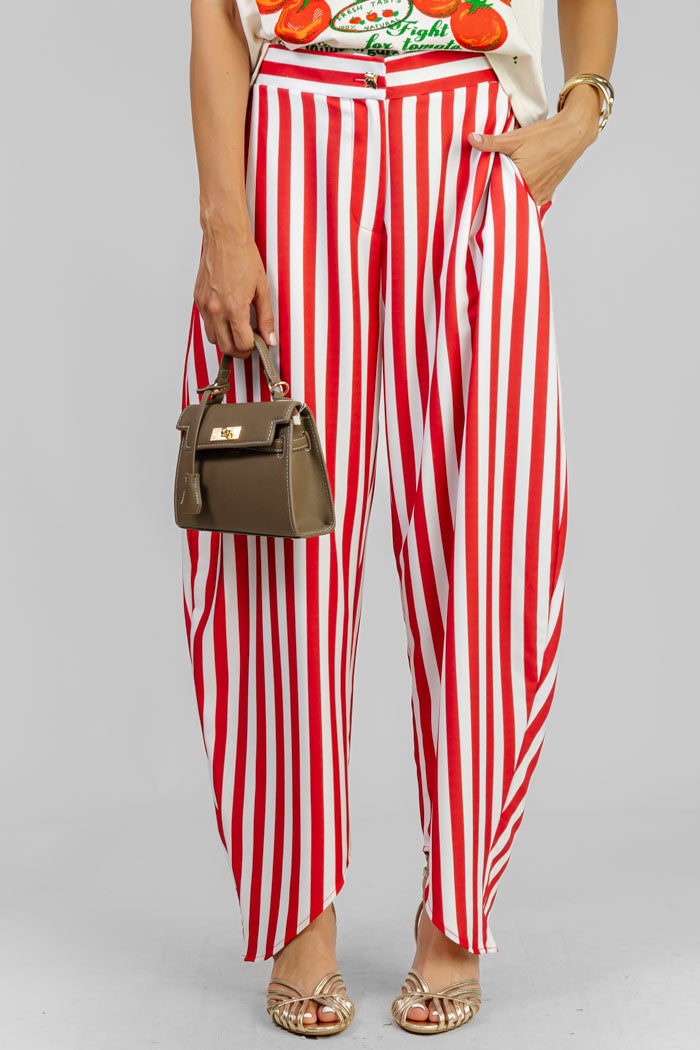 PANTALON RAYADO ASIMETRICO
