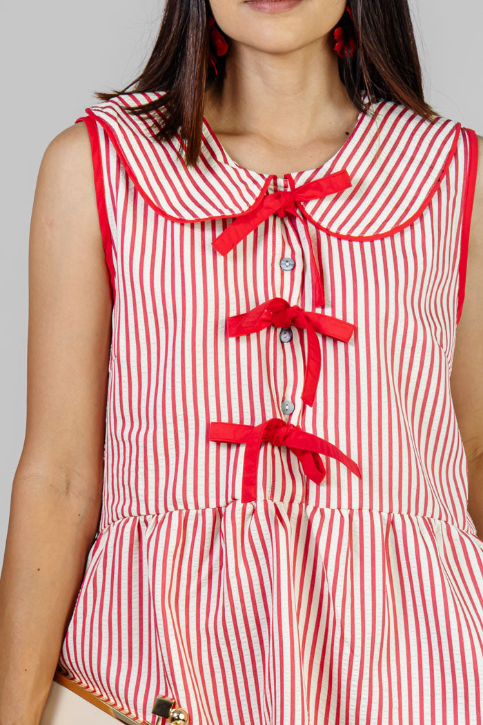 BLUSA RAYADA CON LAZOS