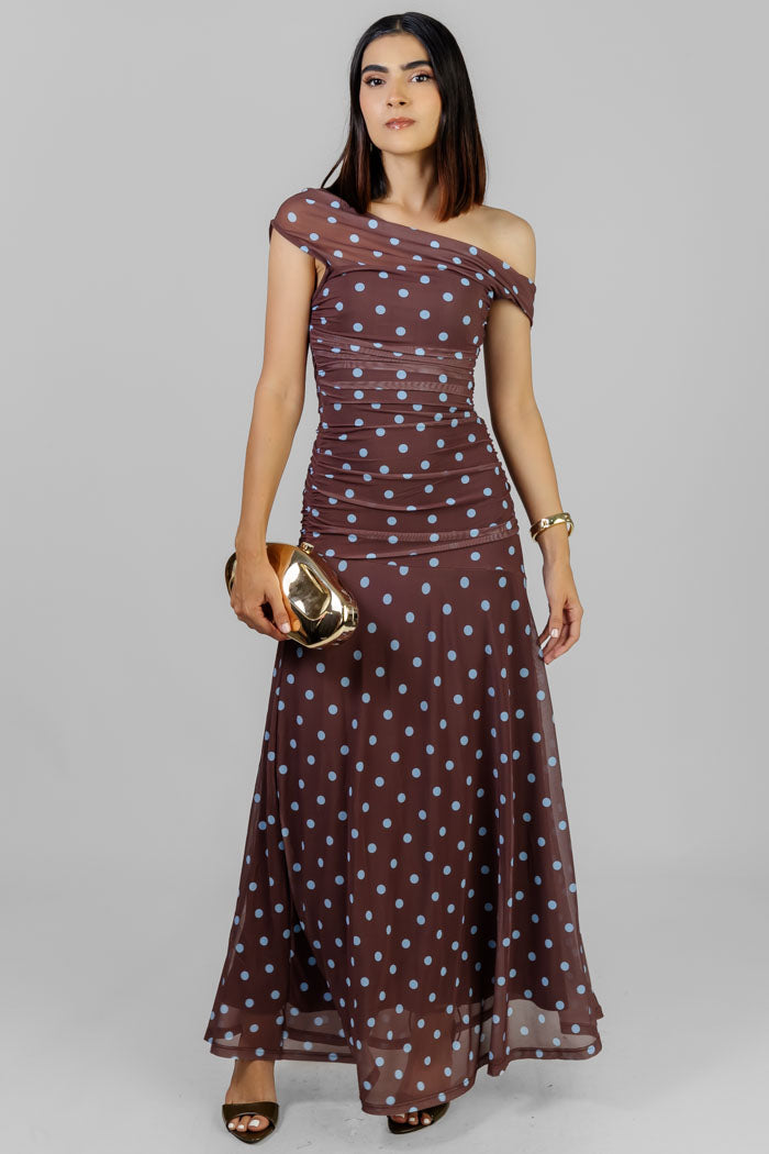 MAXI VESTIDO MESH CON LUNARES
