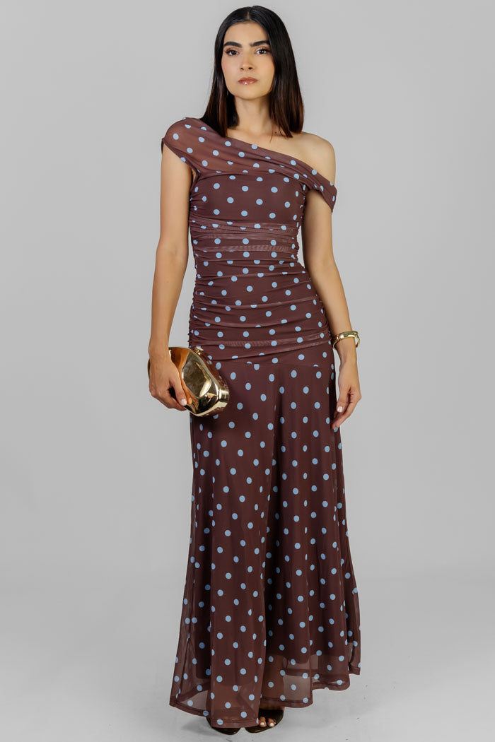 MAXI VESTIDO MESH CON LUNARES