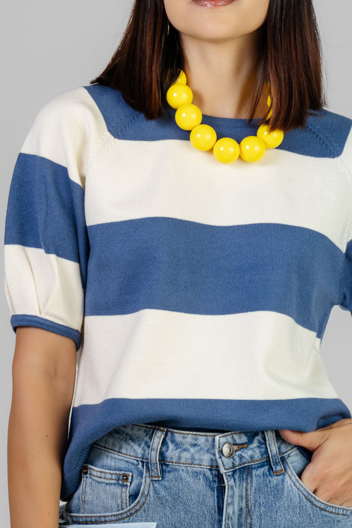 BLUSA TEJIDA RAYAS AZULES