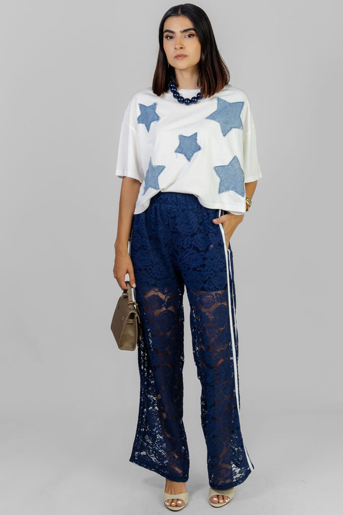 BLUSA BLANCA ESTRELLAS DENIM