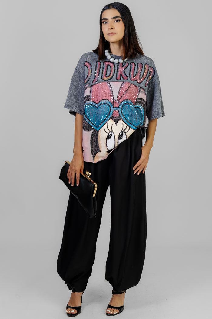 BLUSA ESTAMPADA CON LENTEJUELAS