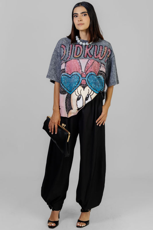 BLUSA ESTAMPADA CON LENTEJUELAS