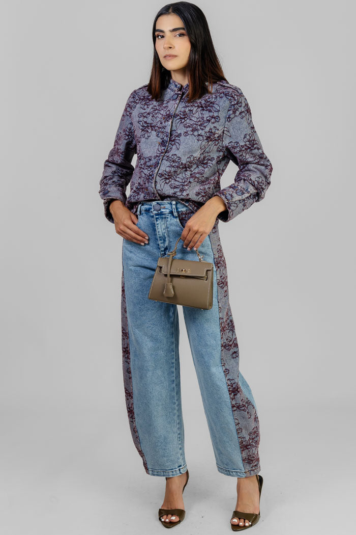 CONJUNTO DENIM BORDADO FLORAL