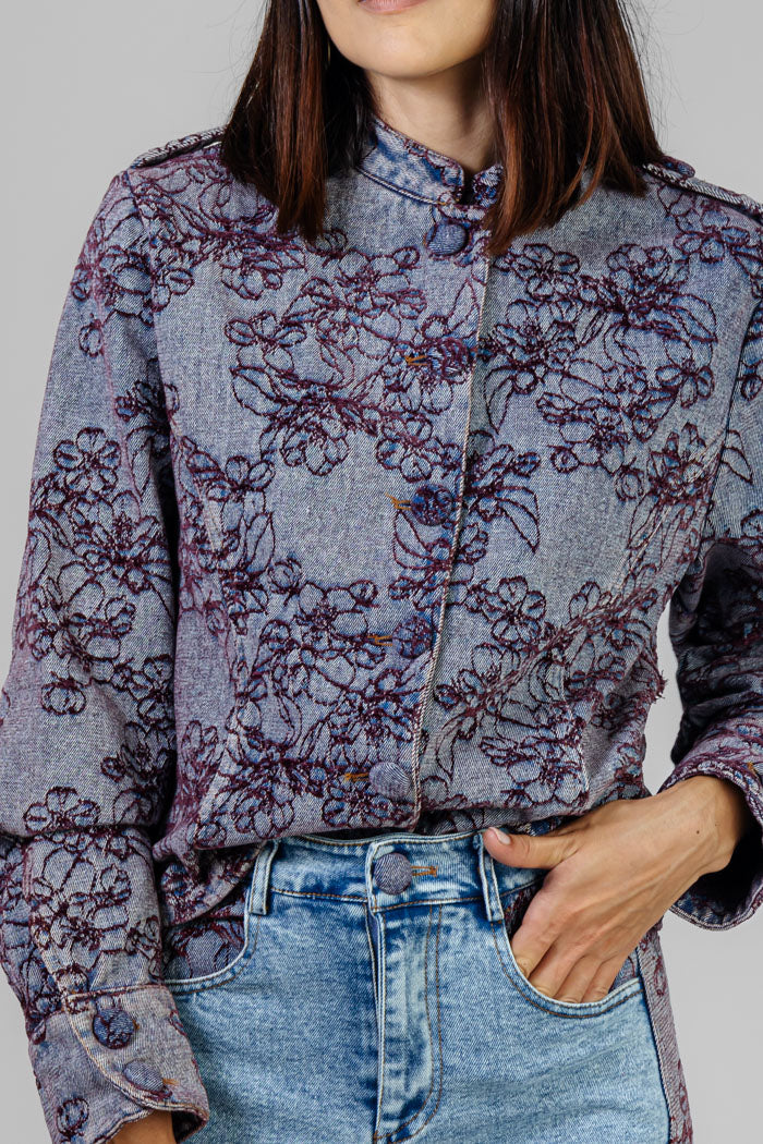 CONJUNTO DENIM BORDADO FLORAL