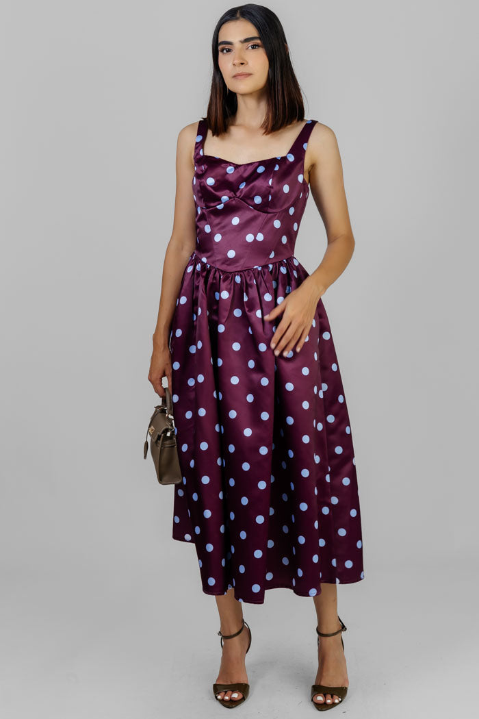 VESTIDO MIDI SATINADO DOTS