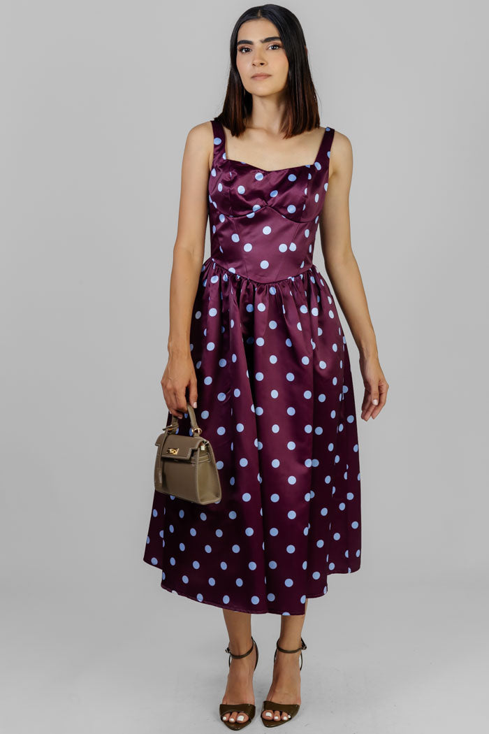 VESTIDO MIDI SATINADO DOTS
