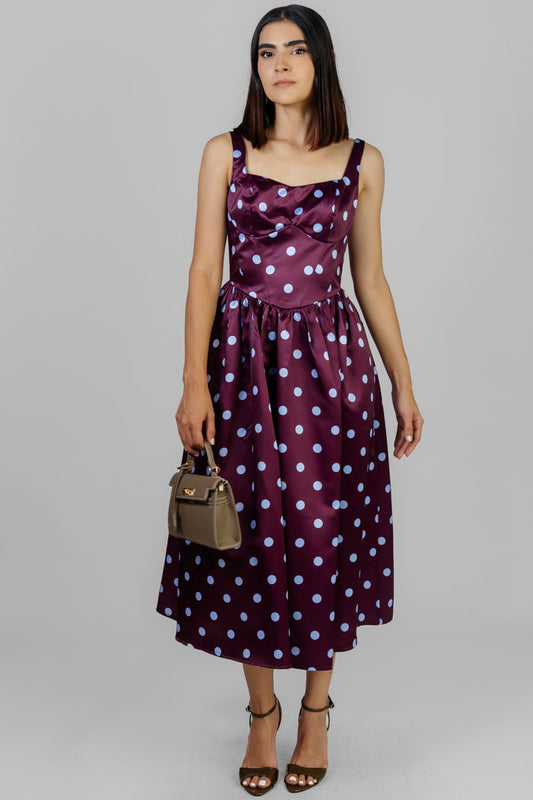 VESTIDO MIDI SATINADO DOTS