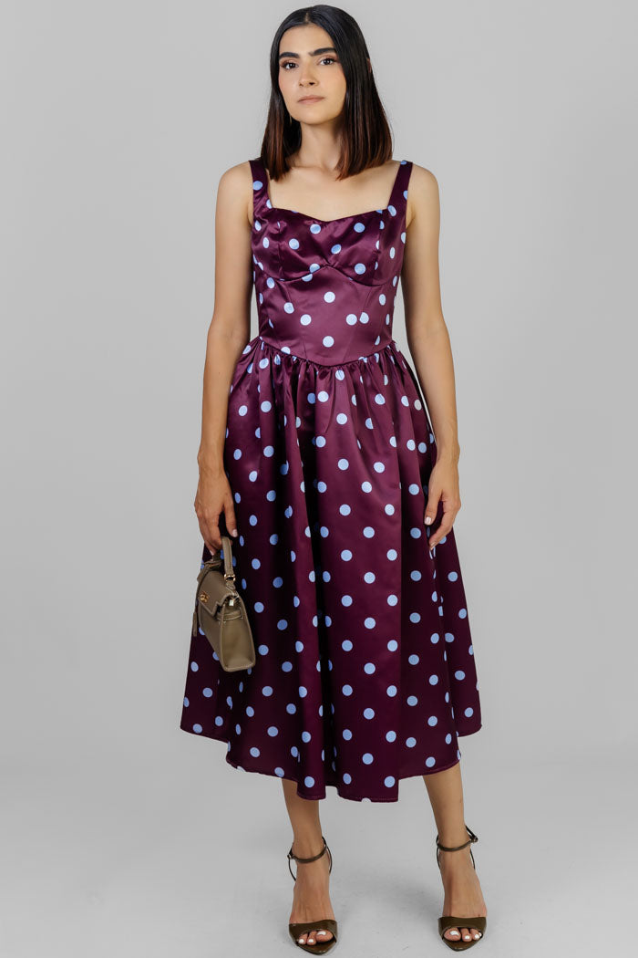 VESTIDO MIDI SATINADO DOTS