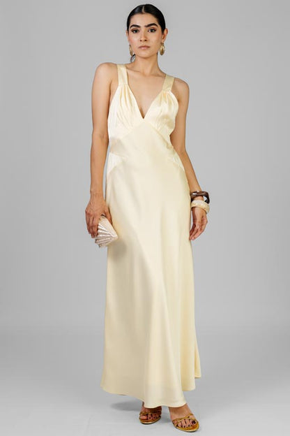 VESTIDO SATINADO AMARILLO