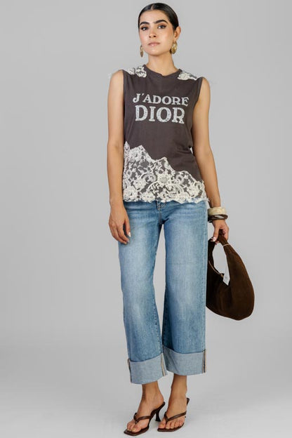 PLAYERA GRIS ENCAJE