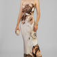 VESTIDO RECTO FLOR CAFE