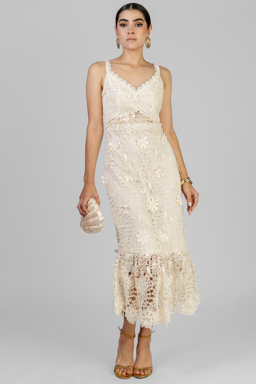 VESTIDO FLORES GUIPUR