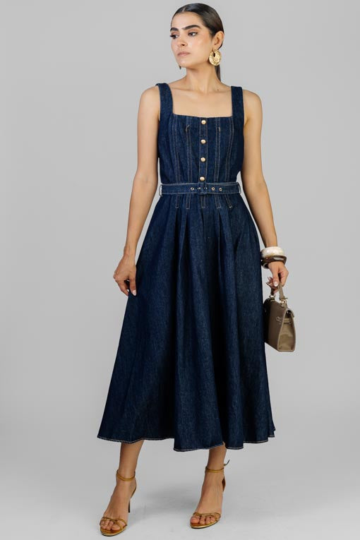 VESTIDO MEZCLILLA PESPUNTES