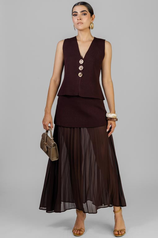 CONJUNTO TEJIDO FALDA PLISADA