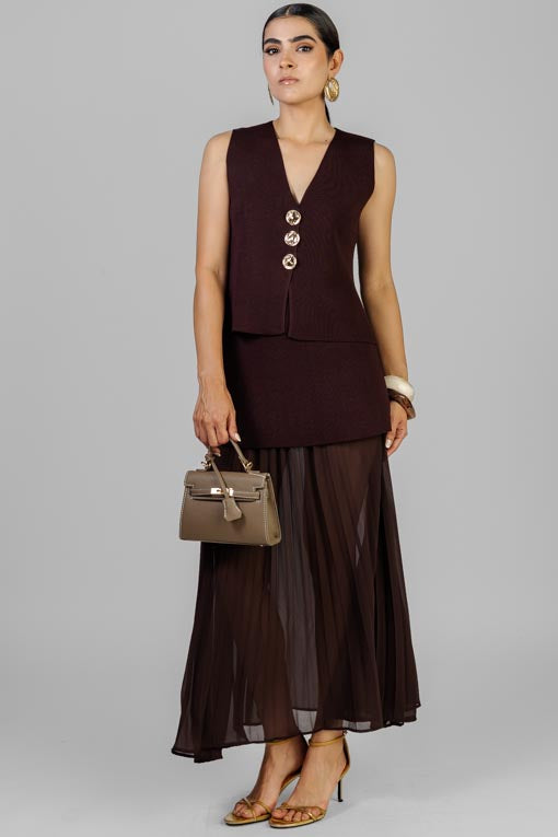 CONJUNTO TEJIDO FALDA PLISADA
